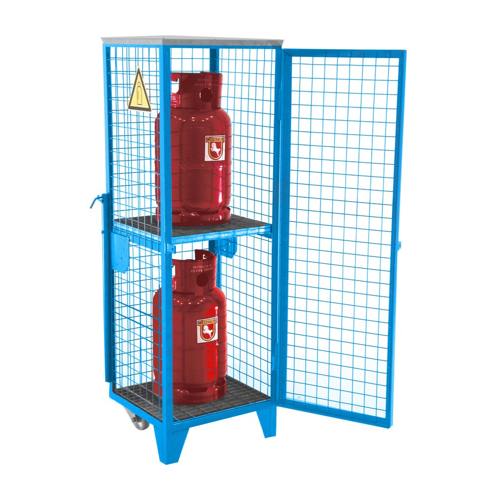 Immagine del prodotto: Bauer® Contenitore a griglia per bombole gas, 1 sportello, base con piedini/ruote, AxLxP 1.580 x 520 x 500 mm