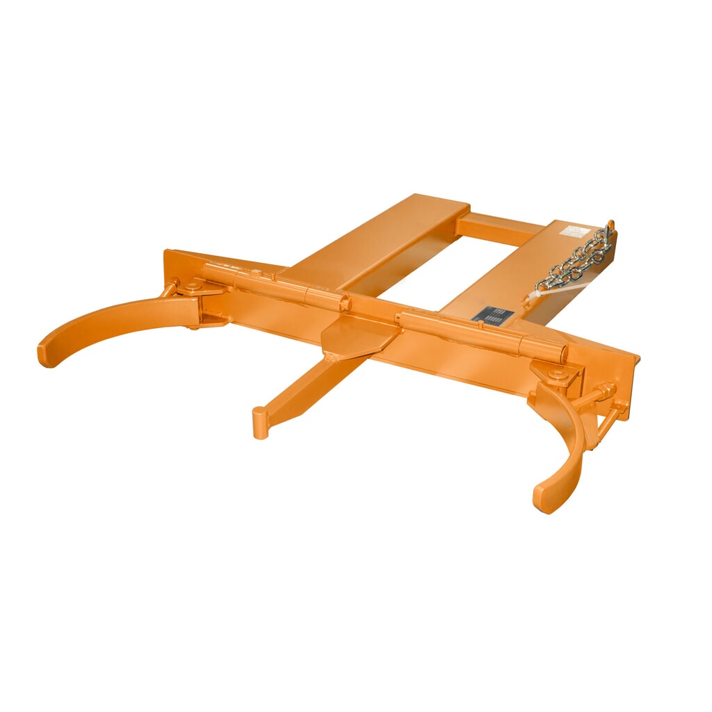 Immagine del prodotto: Bauer® pinza per fusti FK-I per fusti con tappo in acciaio, coperchio in acciaio e fusti con cerchi di rotolamento, attacco per carrello elevatore, portata 500 kg, verniciata, giallo arancio