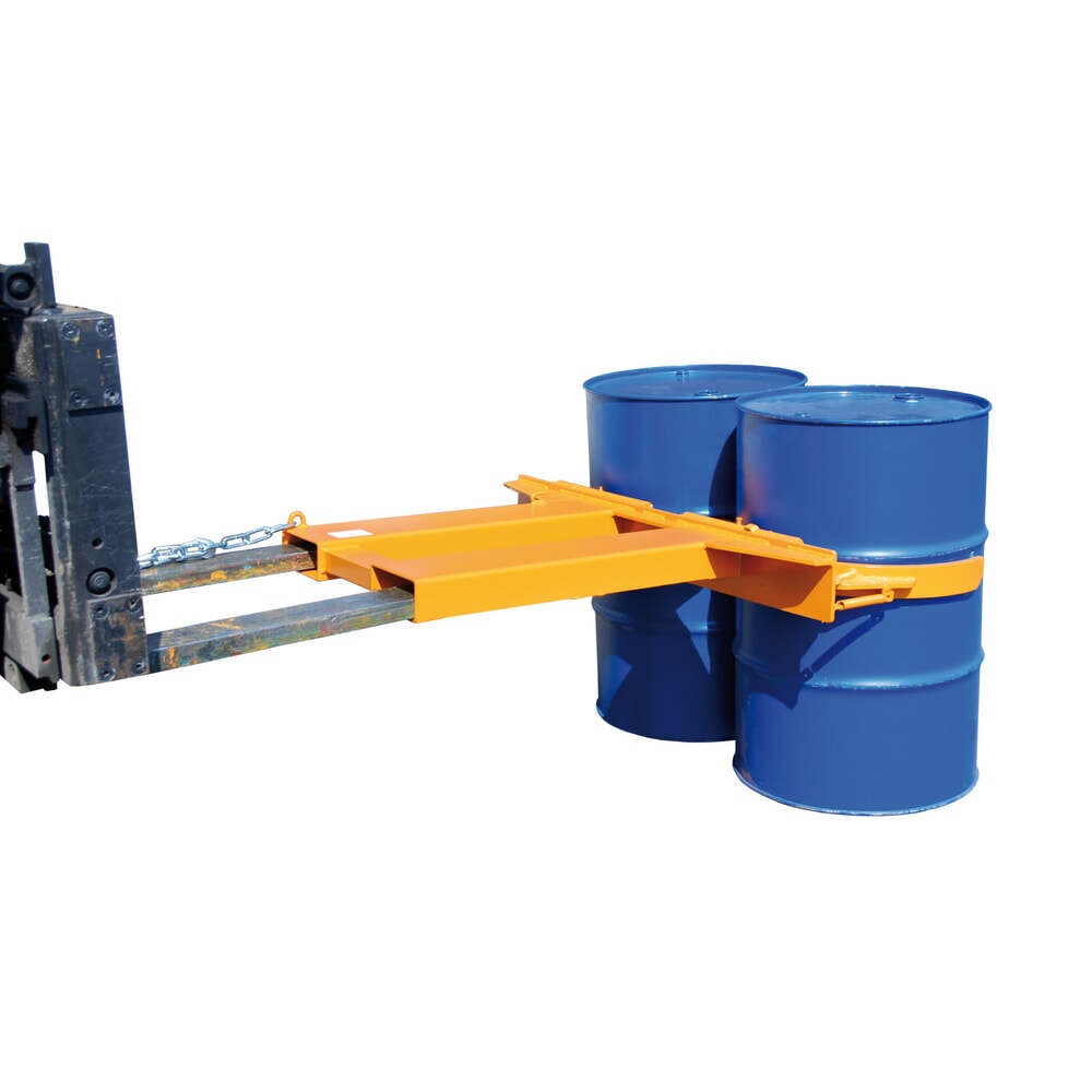 Immagine del prodotto n. 2: Bauer® pinza per fusti FK-I per fusti con tappo in acciaio, coperchio in acciaio e fusti con cerchi di rotolamento, attacco per carrello elevatore, portata 500 kg, verniciata, giallo arancio