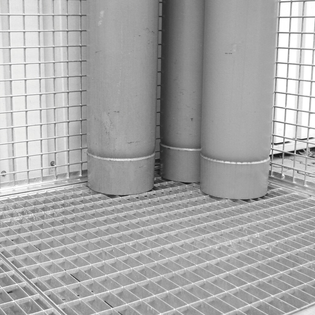 Immagine del prodotto: Bauer® Fondo a griglia per contenitore di stoccaggio bombole gas TRGS 510, LxP 1.085 x 1.085 mm