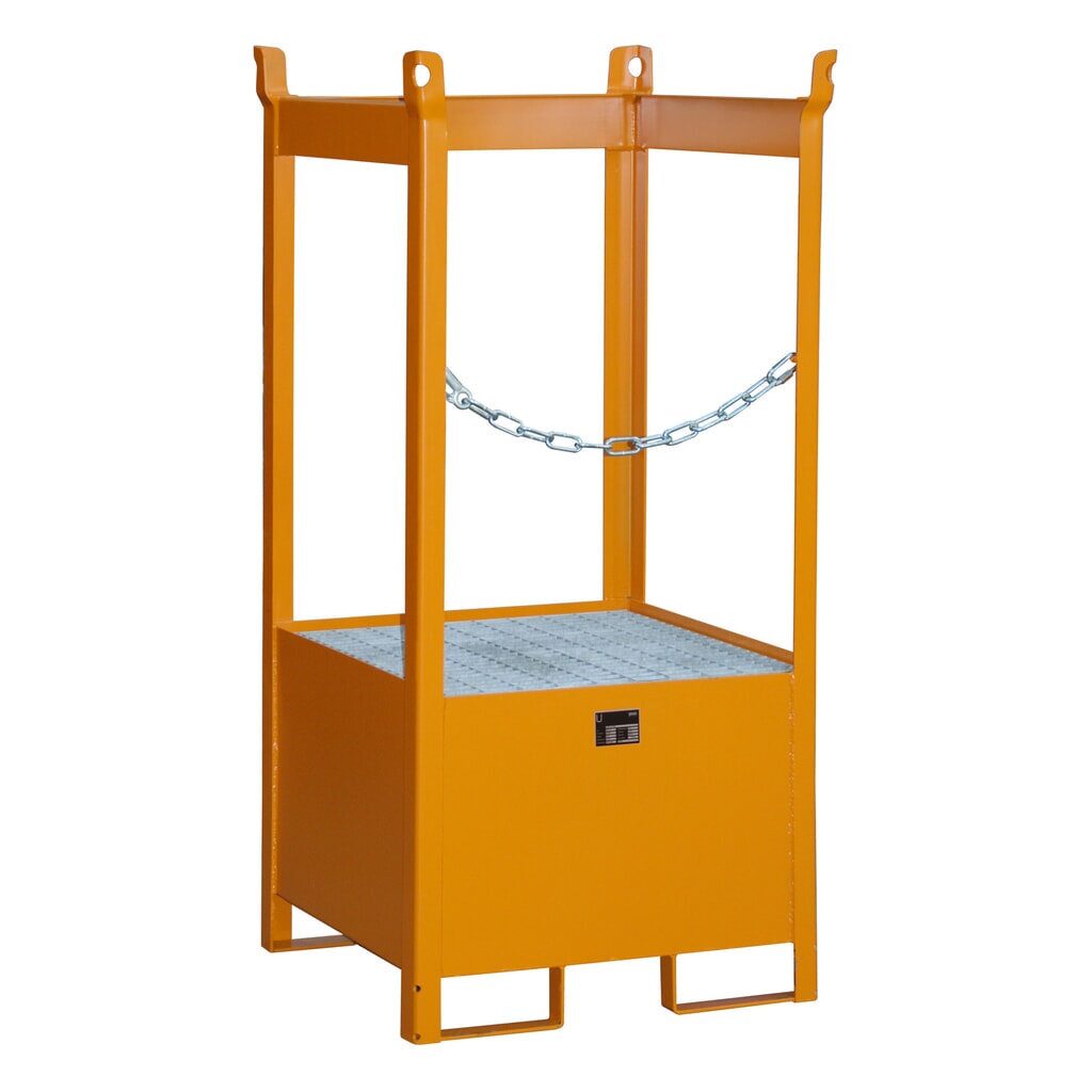 Bauer® Pallet per magazzino/trasporto su vasca di raccolta, AxLxP 1.590 x 760 x 760 mm, aperta, arancio giallastro Immagine del prodotto n. 3: Bauer® Pallet per magazzino/trasporto su vasca di raccolta, AxLxP 1.590 x 760 x 760 mm, aperta, arancio giallastro