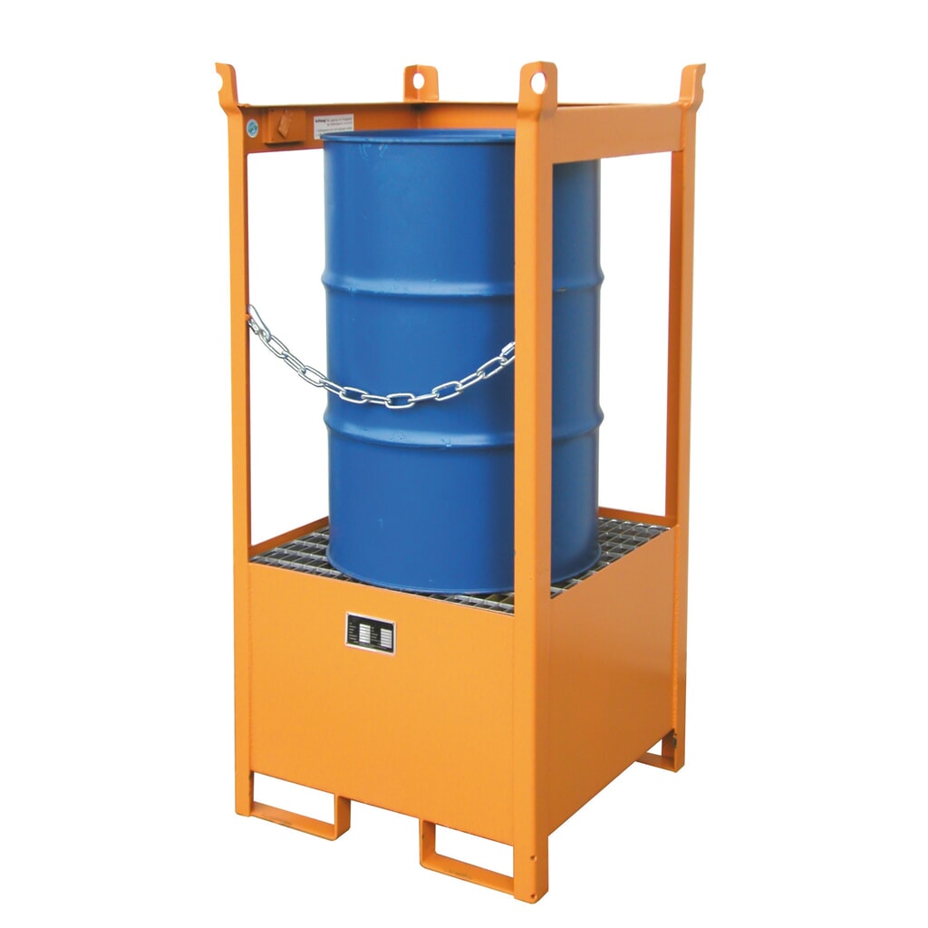 Bauer® Pallet per magazzino/trasporto su vasca di raccolta, AxLxP 1.590 x 760 x 760 mm, aperta, arancio giallastro Immagine del prodotto: Bauer® Pallet per magazzino/trasporto su vasca di raccolta, AxLxP 1.590 x 760 x 760 mm, aperta, arancio giallastro