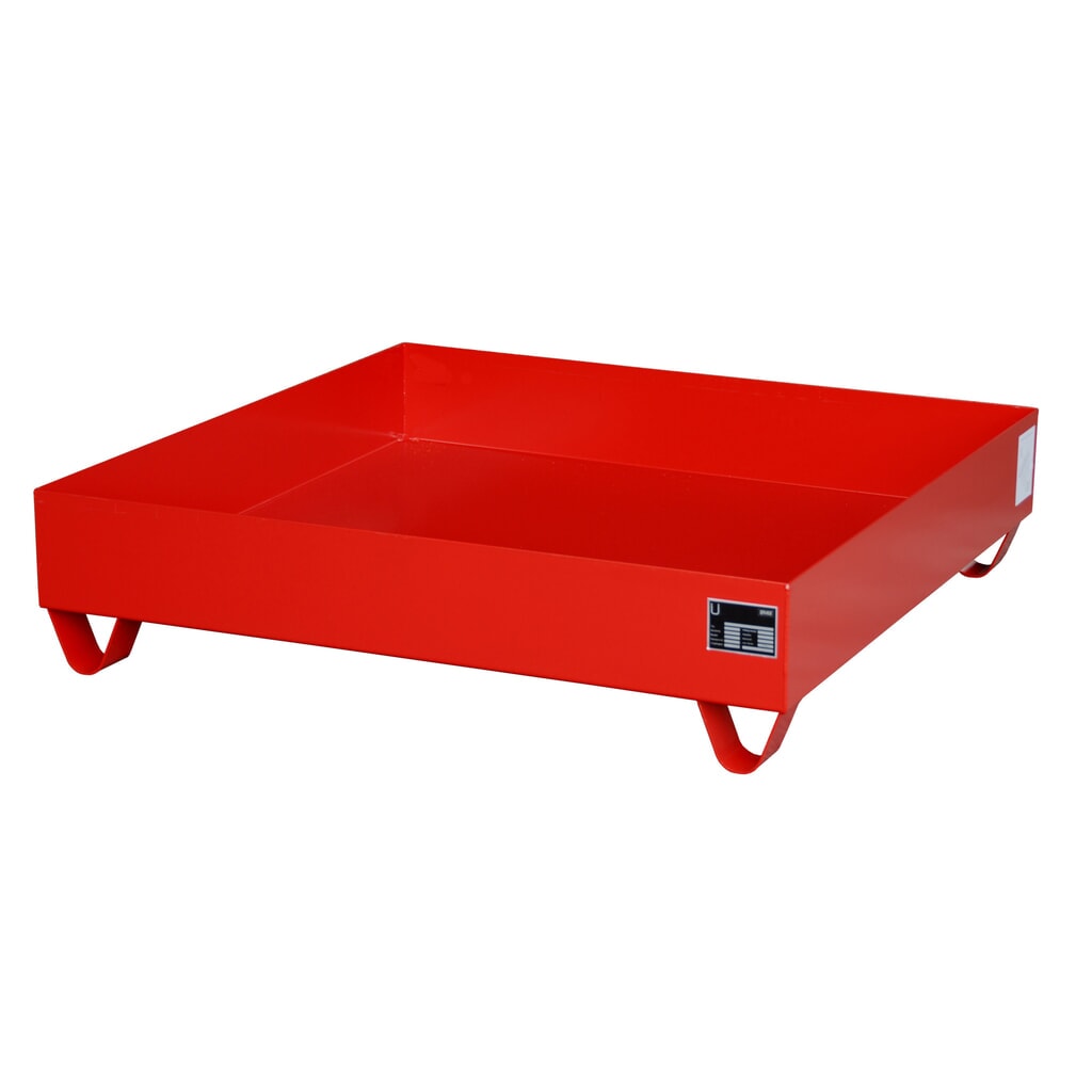Immagine del prodotto: Bauer® vasca di raccolta in acciaio, altezza libera sottoforche 100 mm, AxLxP 285 x 1.200 x 1.200 mm, senza griglia, 4x fusto da 200 l, rosso fuoco