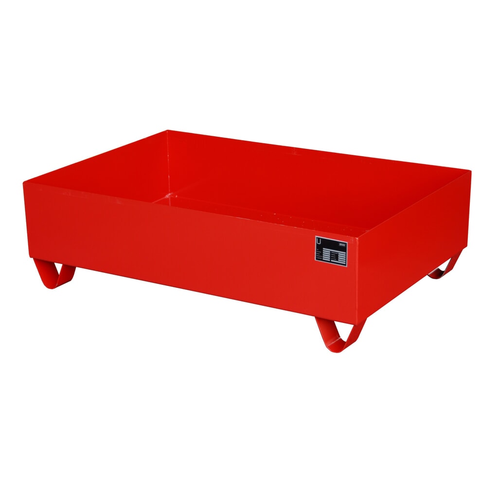 Immagine del prodotto: Bauer® vasca di raccolta in acciaio, altezza libera sottoforche 100 mm, AxLxP 360 x 1.200 x 800 mm, senza griglia, 2x fusto da 200 l, rosso fuoco