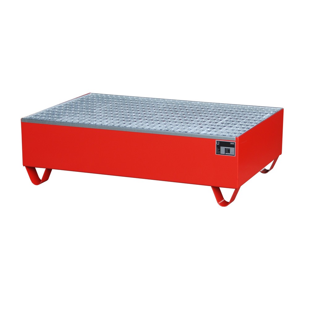 Immagine del prodotto: Bauer® Vasca di raccolta in acciaio, AxLxP 360 x 800 x 1.200 mm, incl. griglia, 2x 200 l, rosso fuoco