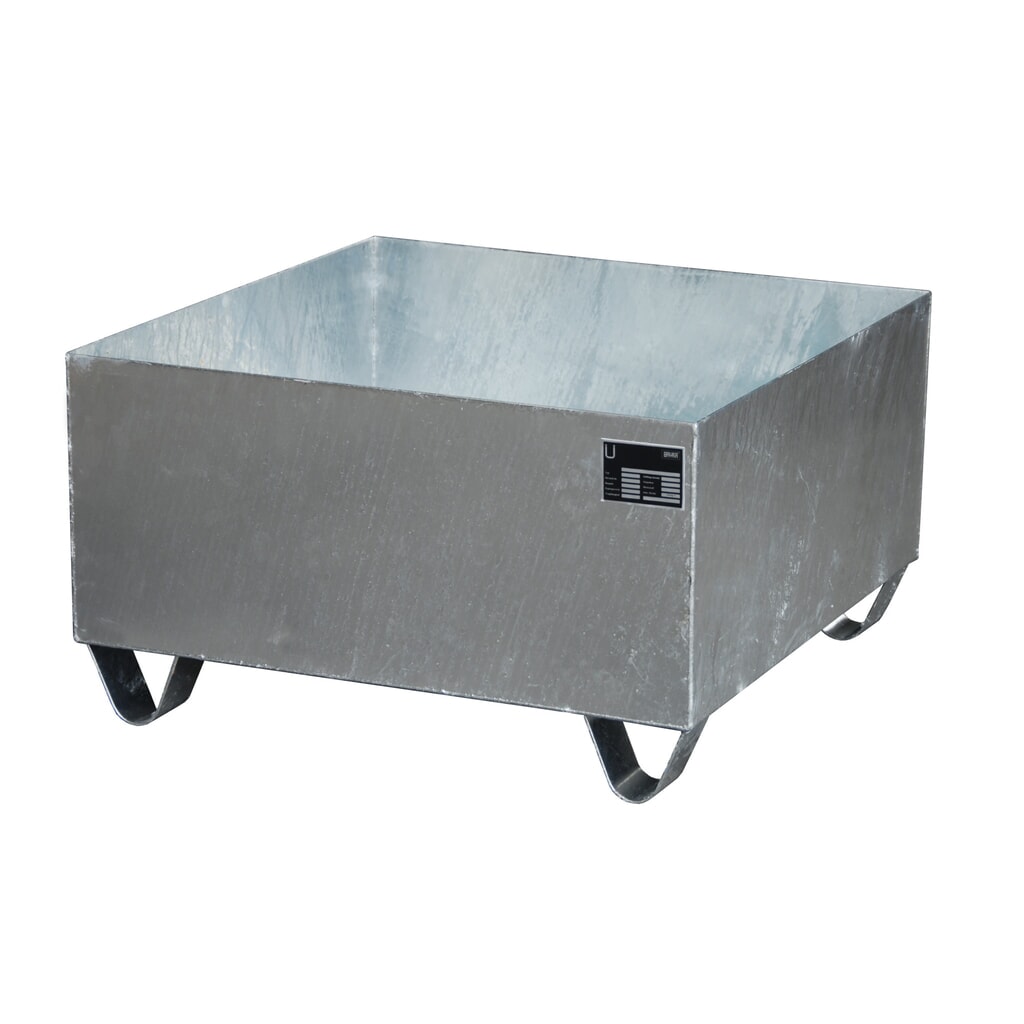 Bauer® vasca di raccolta in acciaio, altezza libera sottoforche 100 mm, AxLxP 465 x 800 x 800 mm, senza griglia, 1x fusto da 200 l, zincata a caldo Immagine del prodotto: Bauer® vasca di raccolta in acciaio, altezza libera sottoforche 100 mm, AxLxP 465 x 800 x 800 mm, senza griglia, 1x fusto da 200 l, zincata a caldo