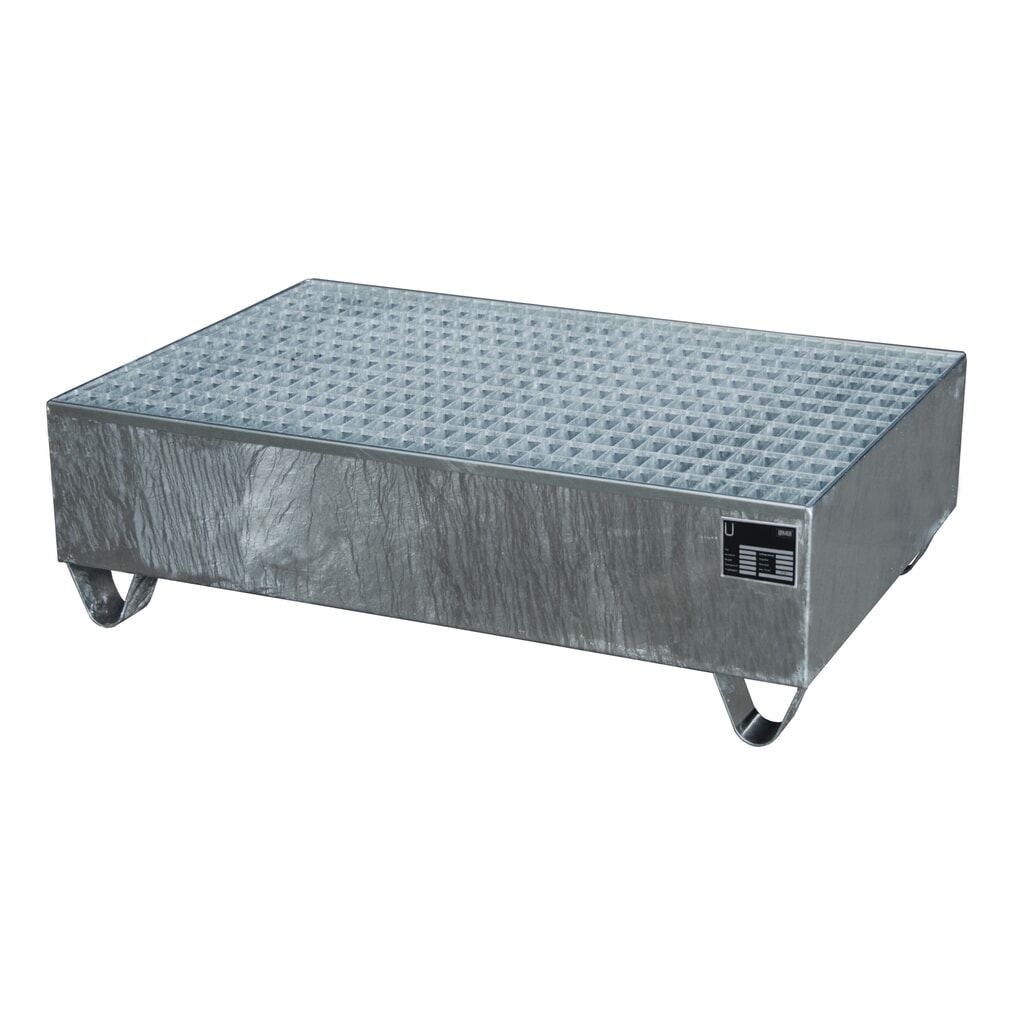 Immagine del prodotto: Bauer® vasca di raccolta in acciaio, altezza libera sottoforche 100 mm, AxLxP 360 x 1.200 x 800 mm, incl. griglia, 2x fusto da 200 l, zincata a caldo
