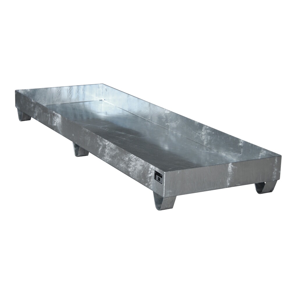Immagine del prodotto: Bauer® vasca di raccolta in acciaio, altezza libera sottoforche 100 mm, AxLxP 250 x 2.400 x 800 mm, senza griglia, 4x fusto da 200 l, zincata a caldo