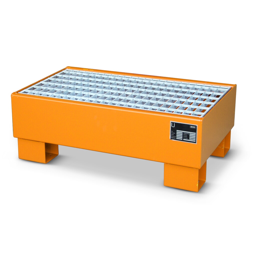 Immagine del prodotto: Bauer® vasca di raccolta in acciaio, per 2x fusti da 60 l, volume di raccolta 61 l, incl. griglia, arancio giallastro