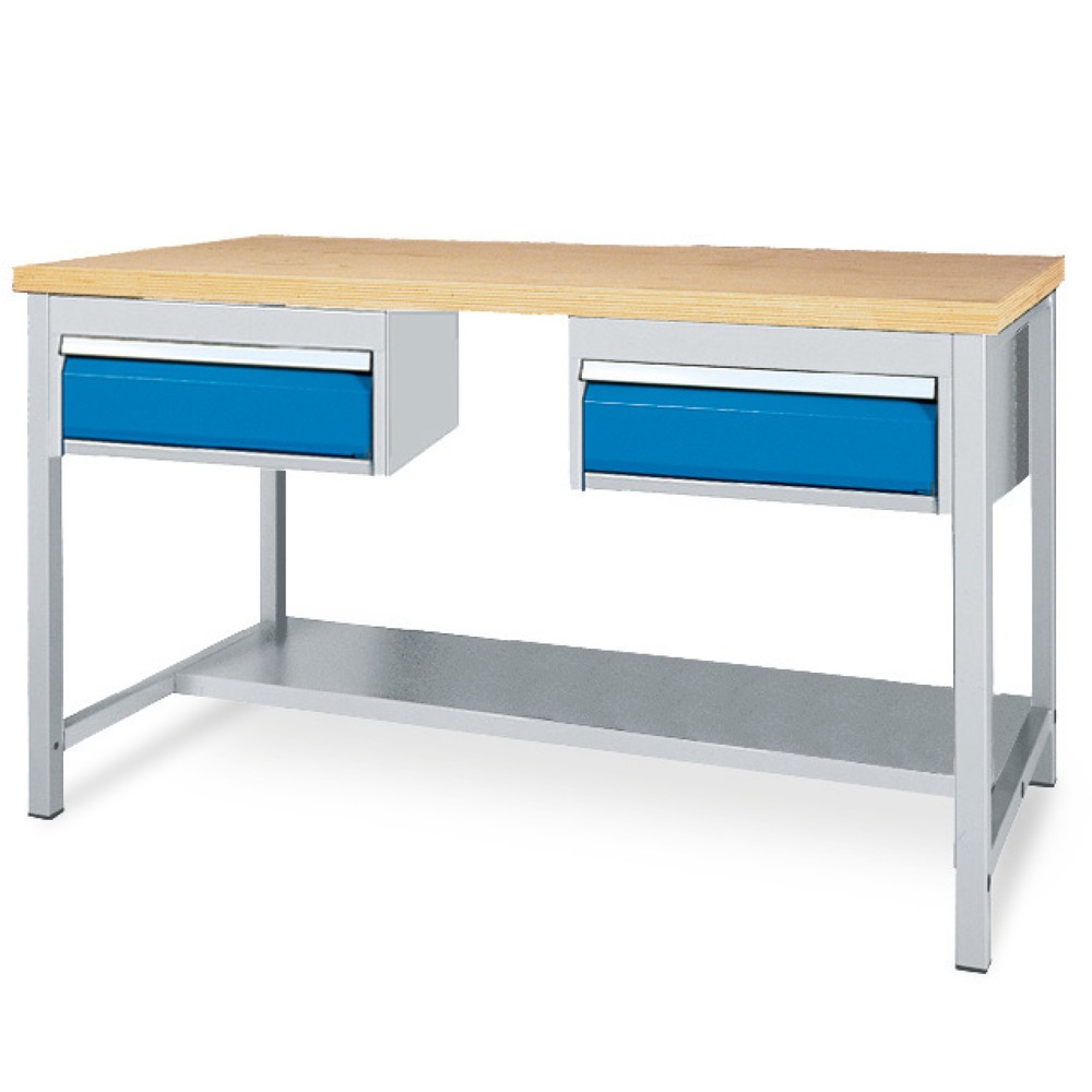 Immagine del prodotto: Bedrunka+Hirth Banco da lavoro con vano portaoggetti + 2 cassetti, portata 200 kg, AxLxP 859 x 1.500 x 750 mm
