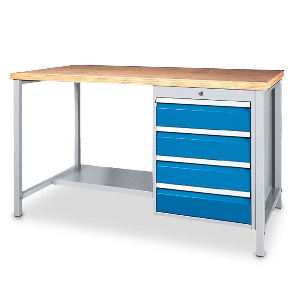 Immagine del prodotto: Bedrunka+Hirth Banco da lavoro con vano portaoggetti + cassettiera, portata 1.000 kg, AxLxP 859 x 1.500 x 750 mm