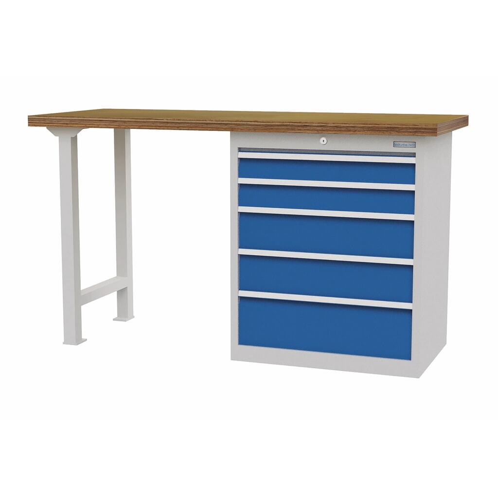 Bedrunka+Hirth Banco da lavoro in serie con 5 cassetti, portata 1.000 kg, AxLxP 859 x 1.500 x 600 mm Immagine del prodotto: Bedrunka+Hirth Banco da lavoro in serie con 5 cassetti, portata 1.000 kg, AxLxP 859 x 1.500 x 600 mm