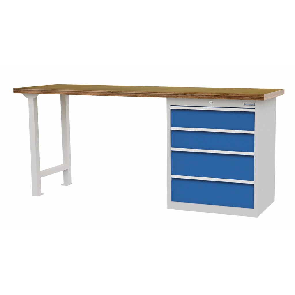Bedrunka+Hirth Banco da lavoro in serie con 4 cassetti, portata 1.000 kg, AxLxP 859 x 2.000 x 600 mm Immagine del prodotto: Bedrunka+Hirth Banco da lavoro in serie con 4 cassetti, portata 1.000 kg, AxLxP 859 x 2.000 x 600 mm