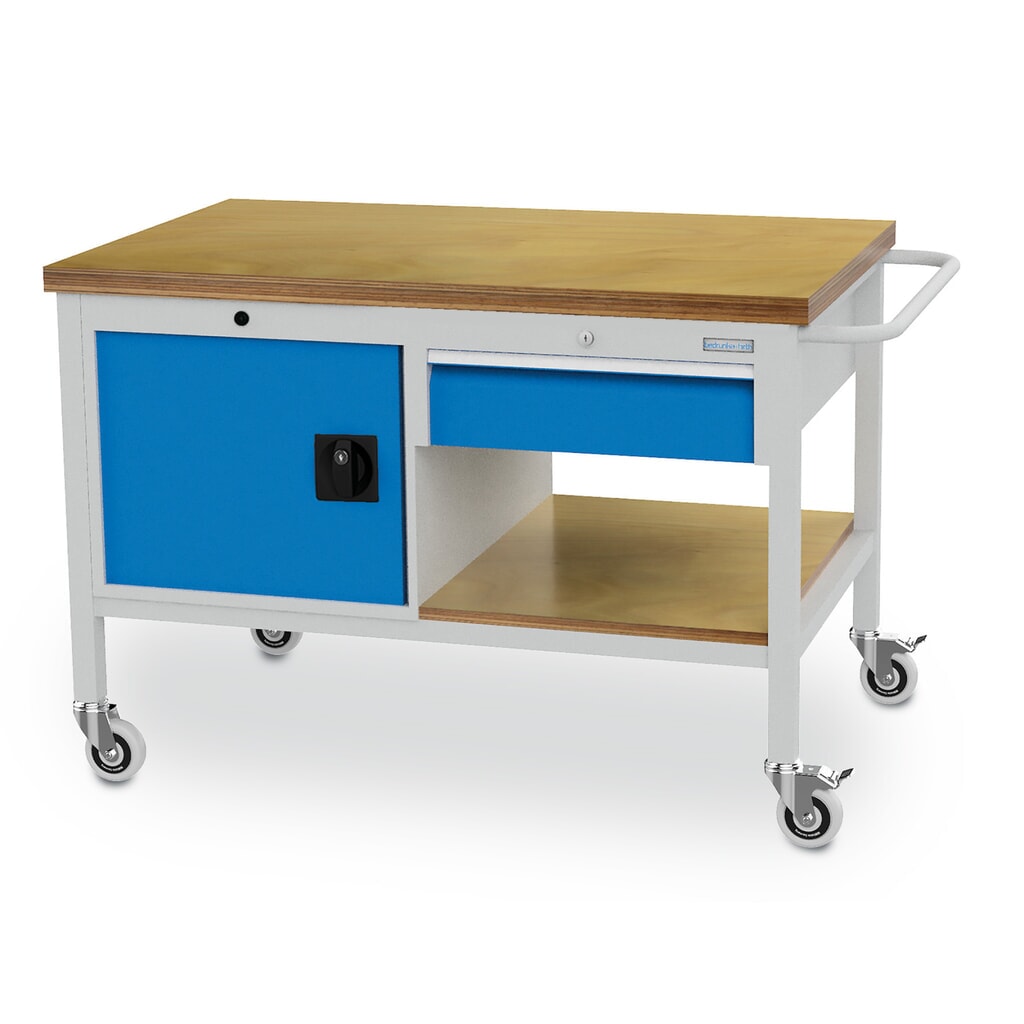 Bedrunka+Hirth Banco da lavoro mobile, armadio, 1 cassetto, Blu luce Immagine del prodotto n. 1: Bedrunka+Hirth Banco da lavoro mobile, armadio, 1 cassetto, Blu luce