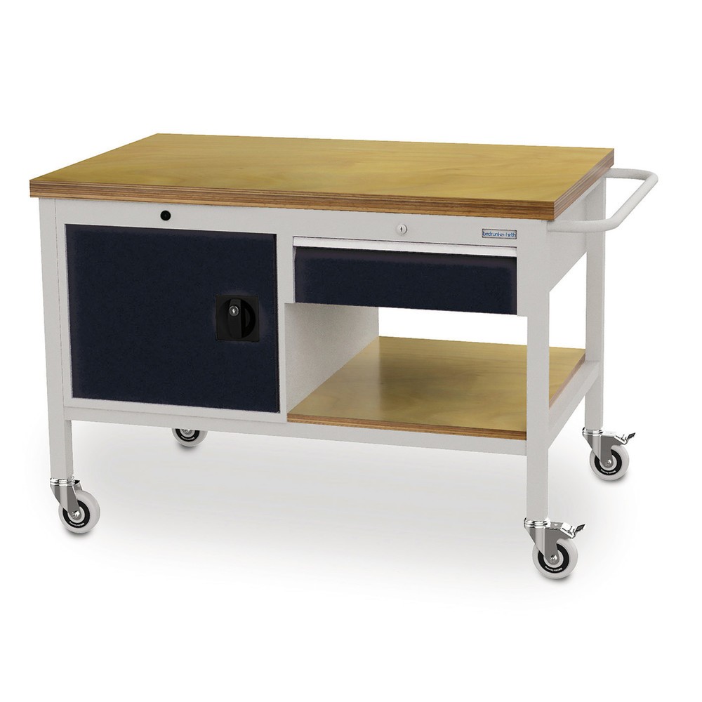 Immagine del prodotto n. 1: Bedrunka+Hirth Banco da lavoro mobile, armadio, 1 cassetto, nero profondo