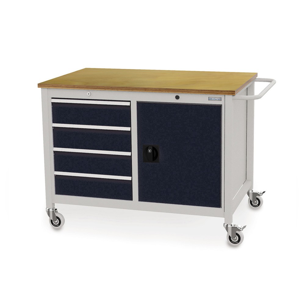 Immagine del prodotto n. 1: Bedrunka+Hirth Banco da lavoro mobile, armadio, 4 cassetti, nero profondo