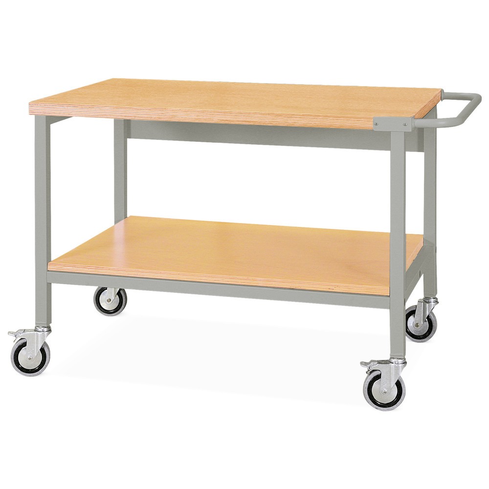 Immagine del prodotto: Bedrunka+Hirth Banco da lavoro mobile con rotelle, 2 ripiani in legno da 1.500 x 750 mm, portata 400 kg