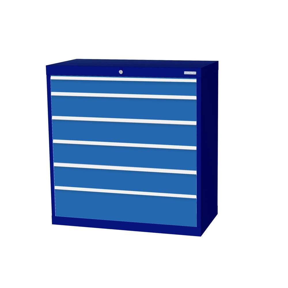 Immagine del prodotto: Bedrunka+Hirth Cassettiera professionale, cassetti 1x100 + 4x150 + 1x200 mm, AxLxP 1.019 x 980 x 500 mm, Blu genziana, Blu luce