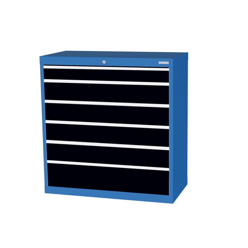 Immagine del prodotto: Bedrunka+Hirth Cassettiera professionale, cassetti 1x100 + 4x150 + 1x200 mm, AxLxP 1.019 x 980 x 500 mm, Blu luce, grigio antracite