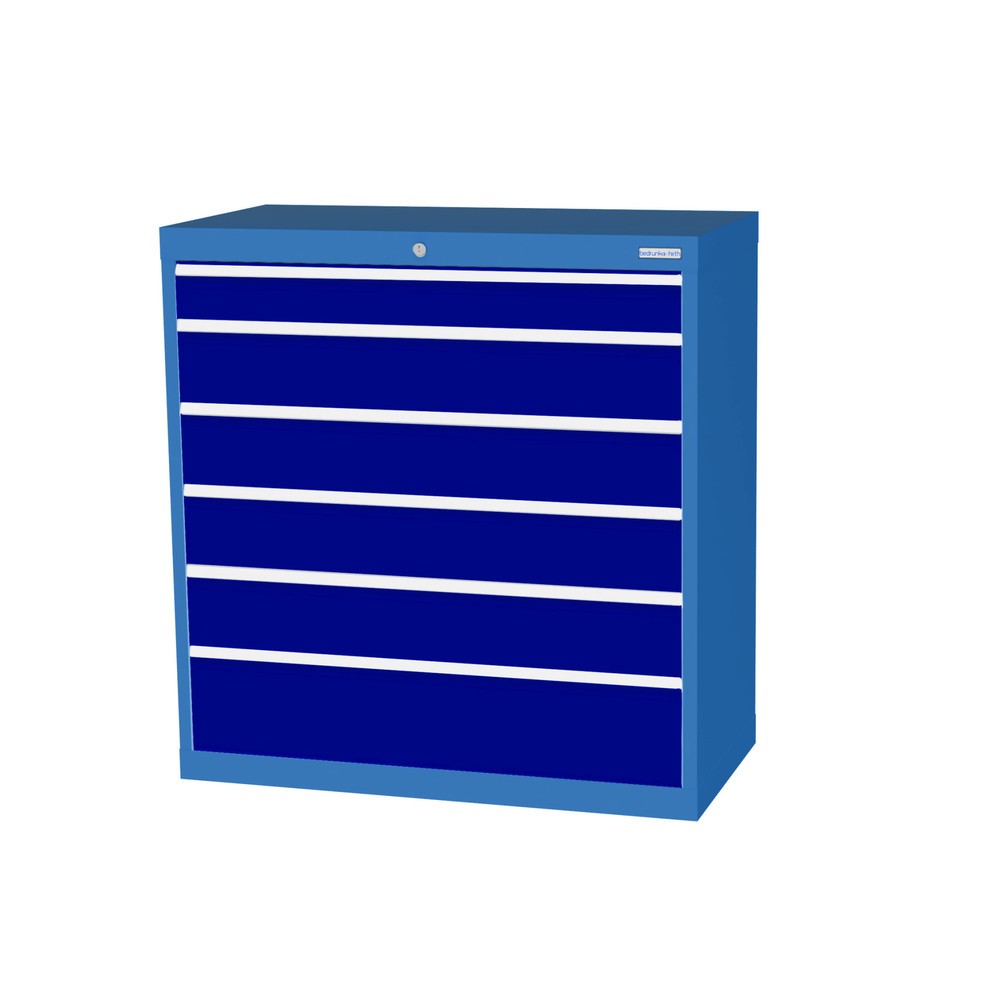 Immagine del prodotto: Bedrunka+Hirth Cassettiera professionale, cassetti 1x100 + 4x150 + 1x200 mm, AxLxP 1.019 x 980 x 500 mm, Blu luce, Blu genziana