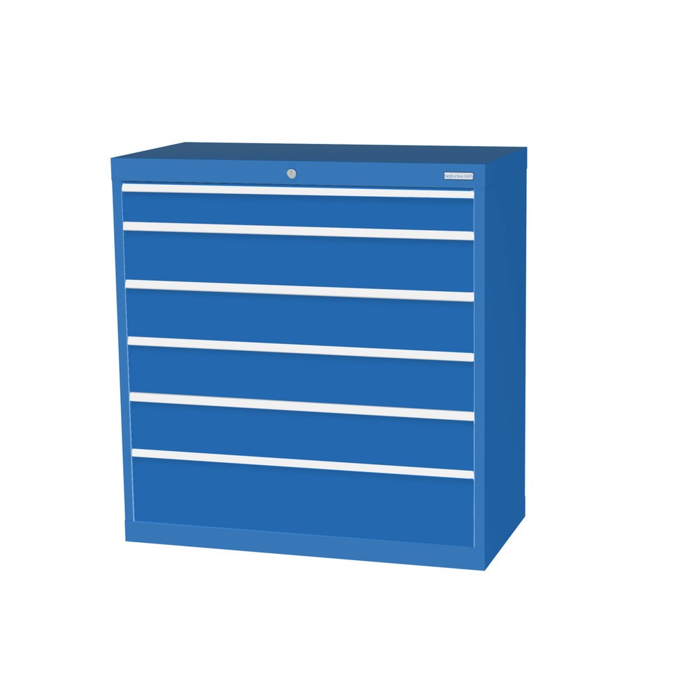 Immagine del prodotto: Bedrunka+Hirth Cassettiera professionale, cassetti 1x100 + 4x150 + 1x200 mm, AxLxP 1.019 x 980 x 500 mm, Blu luce, Blu luce