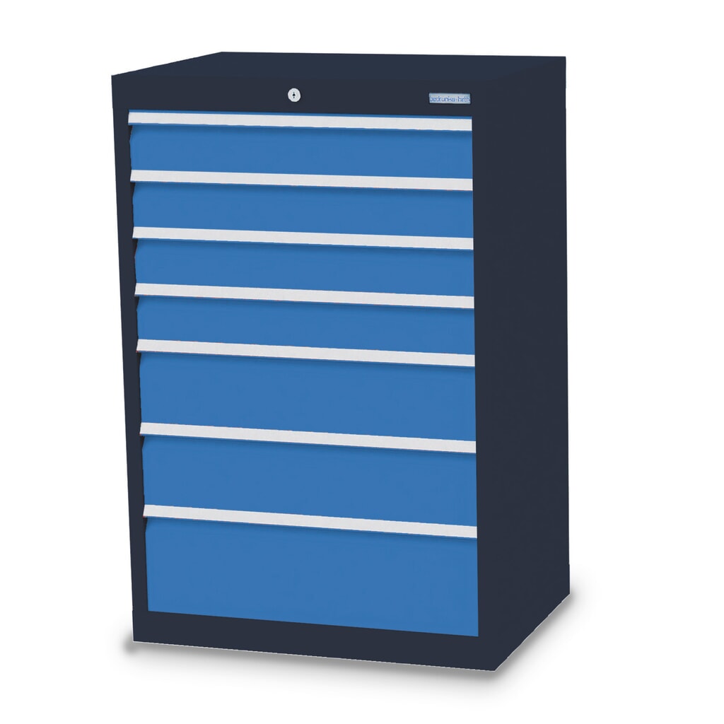 Immagine del prodotto: Bedrunka+Hirth Cassettiera professionale, cassetti 4x100 + 2x150 + 1x200 mm, AxLxP 1.019 x 680 x 500 mm, grigio antracite, Blu luce