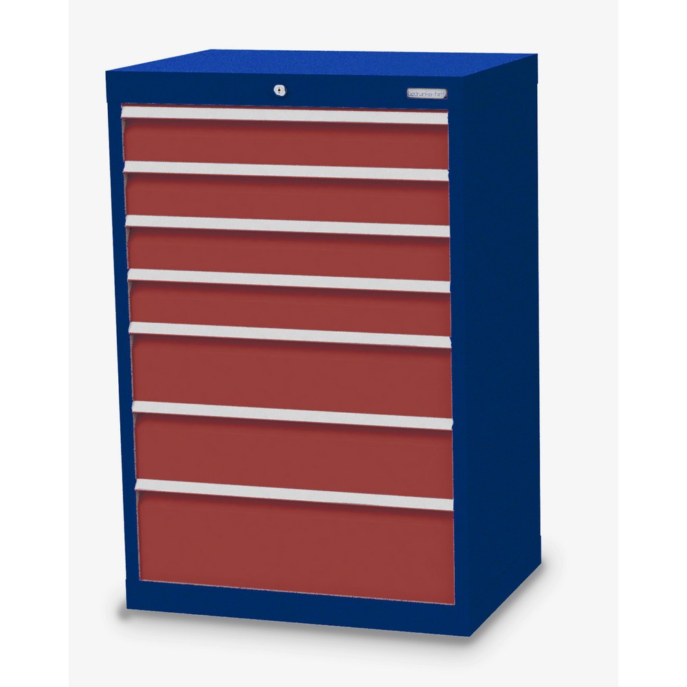 Immagine del prodotto: Bedrunka+Hirth Cassettiera professionale, cassetti 4x100 + 2x150 + 1x200 mm, AxLxP 1.019 x 680 x 500 mm, Blu genziana, Rosso traffico