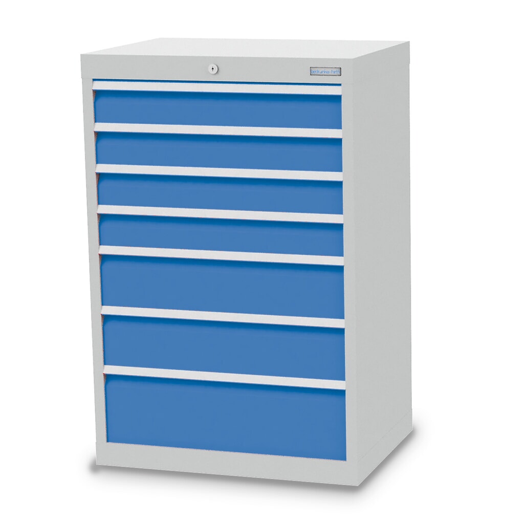 Immagine del prodotto: Bedrunka+Hirth Cassettiera professionale, cassetti 4x100 + 2x150 + 1x200 mm, AxLxP 1.019 x 680 x 500 mm, grigio chiaro, Blu luce