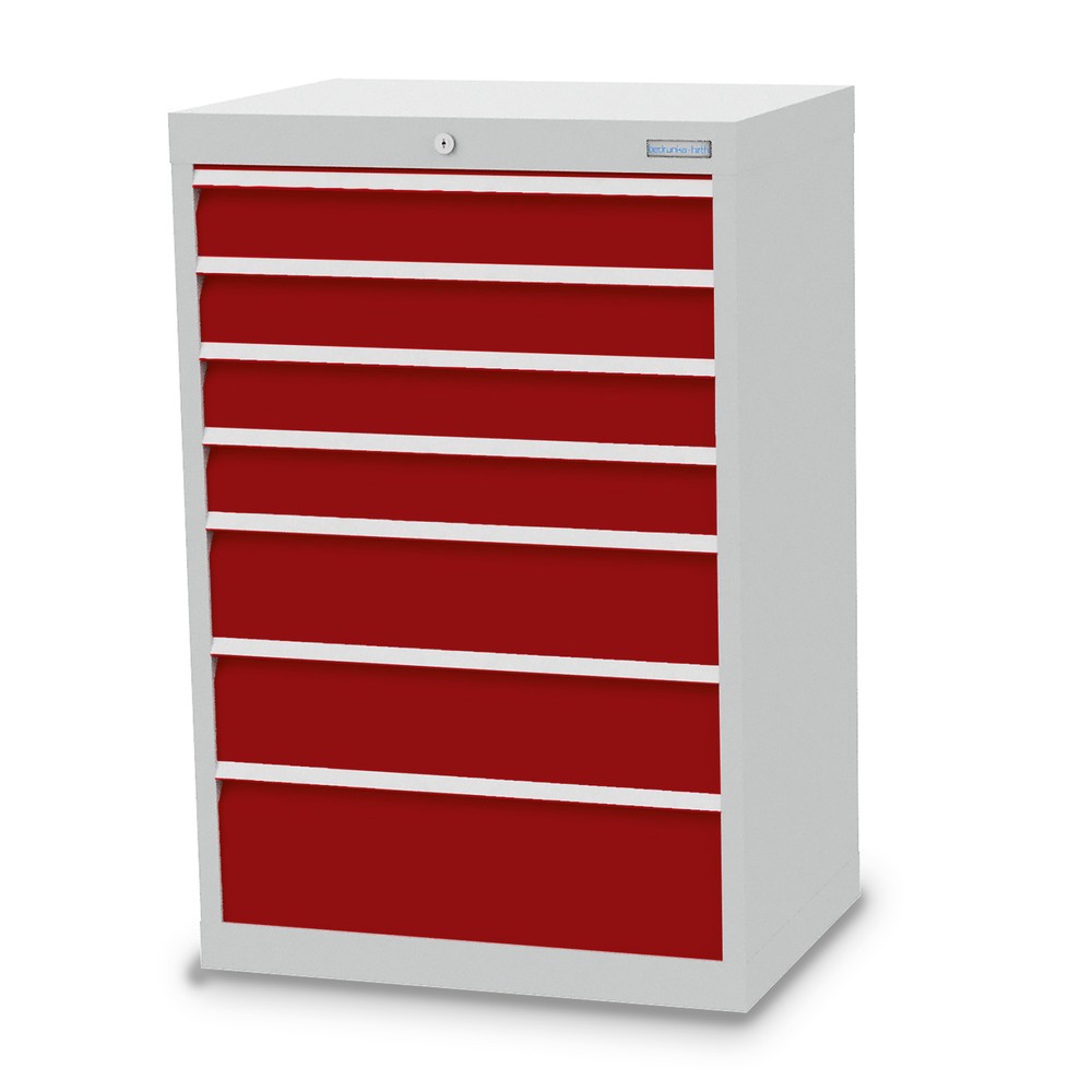 Immagine del prodotto: Bedrunka+Hirth Cassettiera professionale, cassetti 4x100 + 2x150 + 1x200 mm, AxLxP 1.019 x 680 x 500 mm, grigio chiaro, Rosso rubino