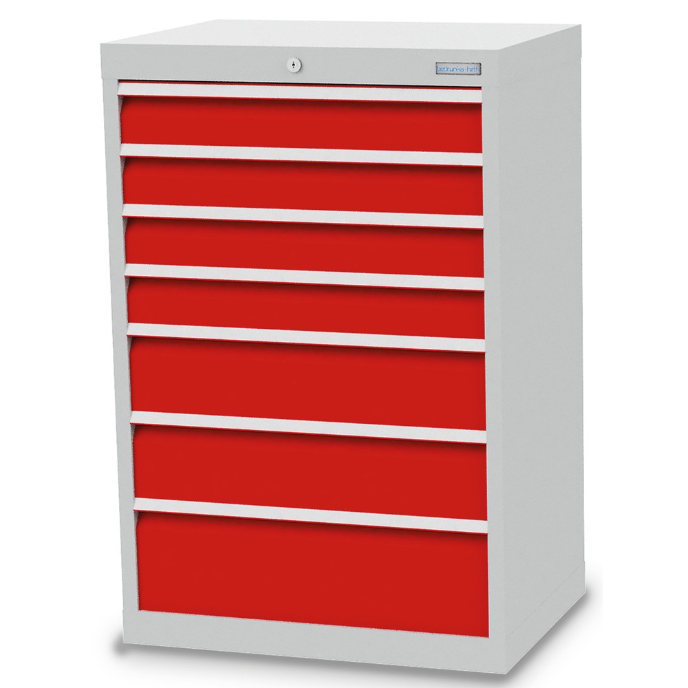 Immagine del prodotto: Bedrunka+Hirth Cassettiera professionale, cassetti 4x100 + 2x150 + 1x200 mm, AxLxP 1.019 x 680 x 500 mm, grigio chiaro, Rosso traffico