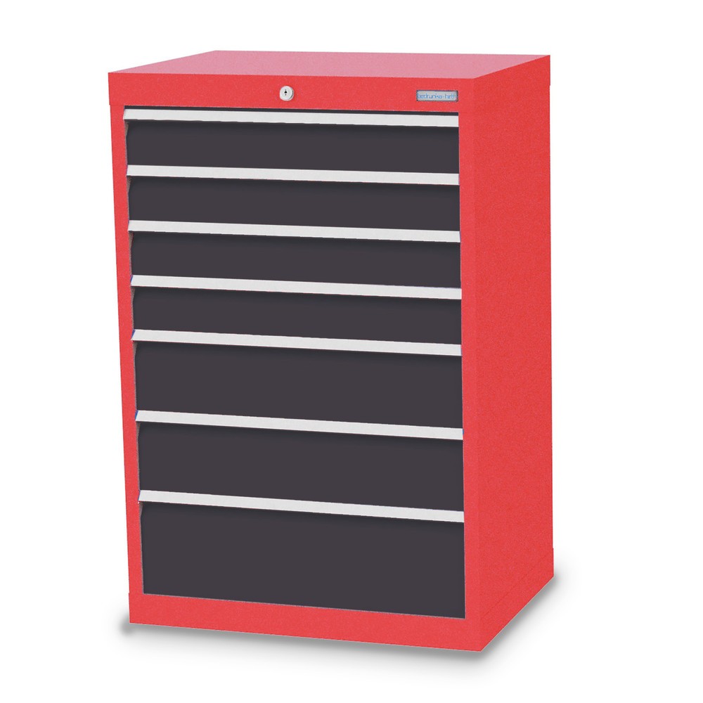 Immagine del prodotto: Bedrunka+Hirth Cassettiera professionale, cassetti 4x100 + 2x150 + 1x200 mm, AxLxP 1.019 x 680 x 500 mm, Rosso traffico, grigio antracite