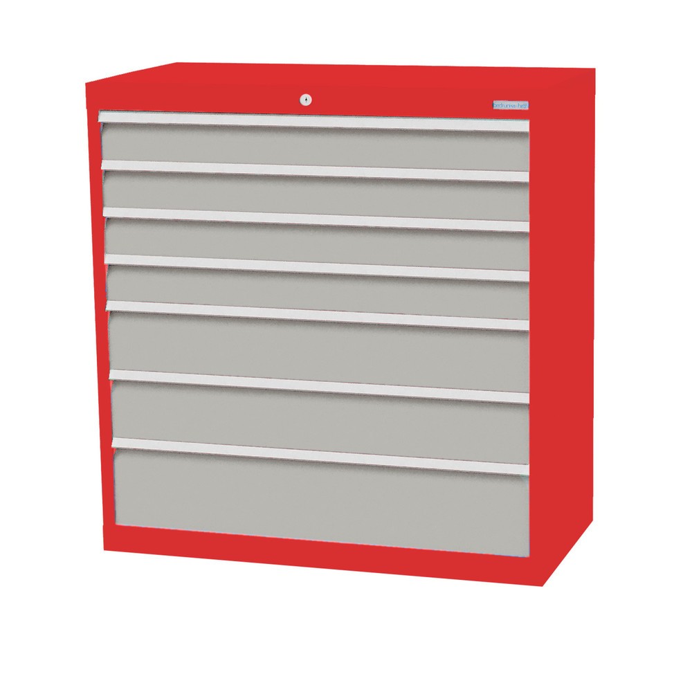 Immagine del prodotto: Bedrunka+Hirth Cassettiera professionale, cassetti 4x100 + 2x150 + 1x200 mm, AxLxP 1.019 x 980 x 500 mm, Rosso traffico, grigio chiaro