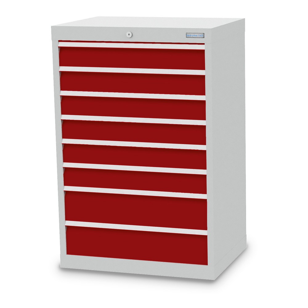 Immagine del prodotto: Bedrunka+Hirth Cassettiera professionale, cassetti 6x100 + 2x150 mm, AxLxP 1.019 x 680 x 500 mm, grigio chiaro, Rosso rubino