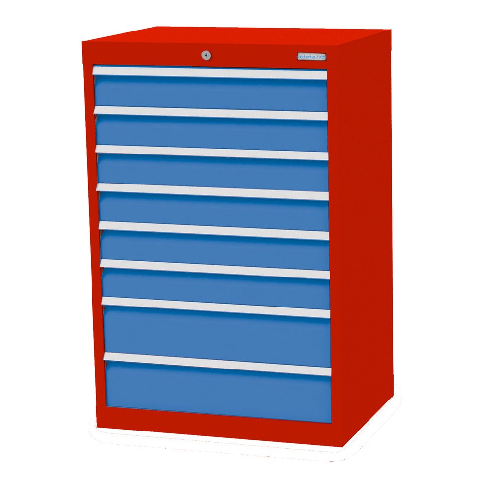 Immagine del prodotto: Bedrunka+Hirth Cassettiera professionale, cassetti 6x100 + 2x150 mm, AxLxP 1.019 x 680 x 500 mm, Rosso traffico, Blu luce