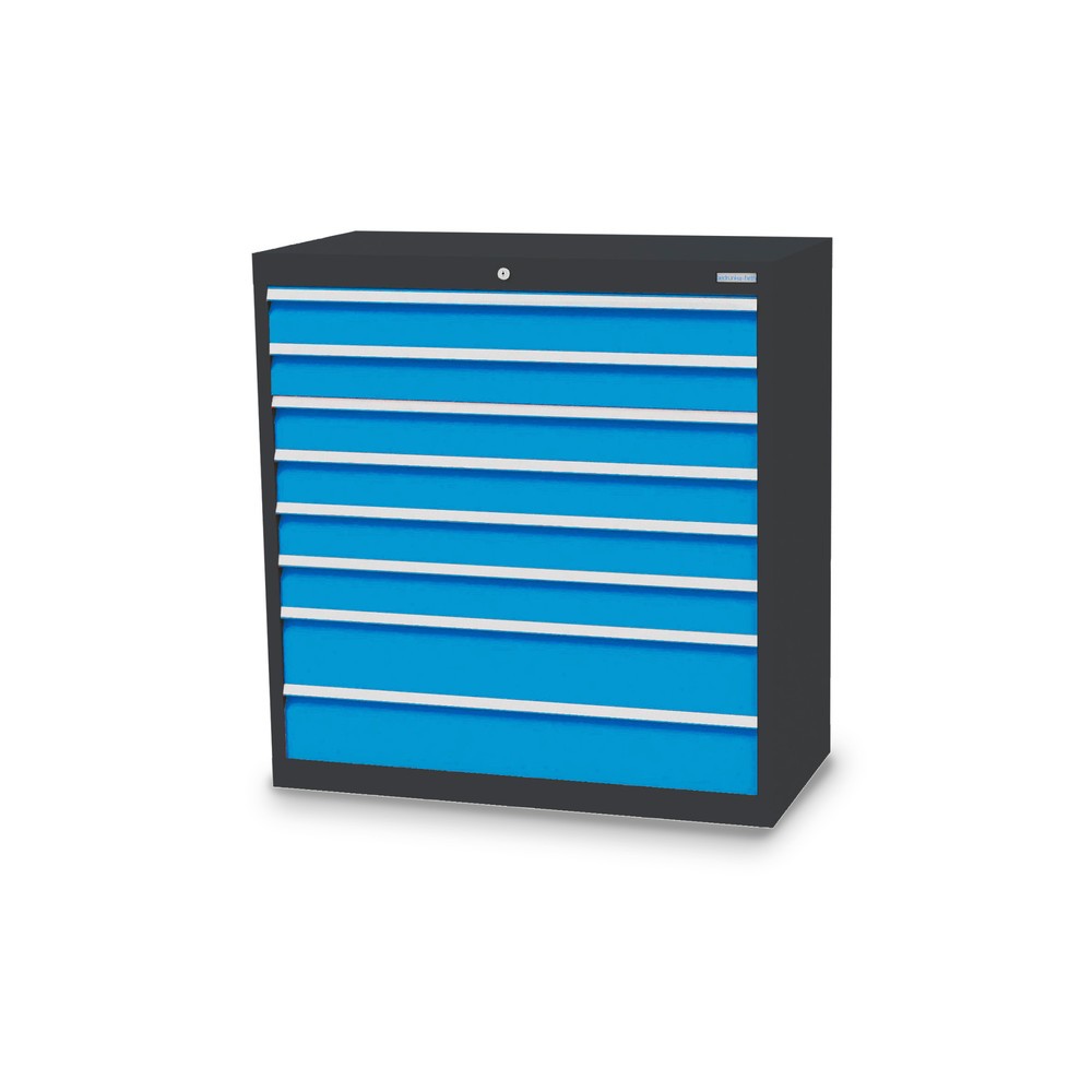 Bedrunka+Hirth Cassettiera professionale, cassetti 6x100 + 2x150 mm, AxLxP 1.019 x 980 x 500 mm, grigio antracite, Blu luce Immagine del prodotto: Bedrunka+Hirth Cassettiera professionale, cassetti 6x100 + 2x150 mm, AxLxP 1.019 x 980 x 500 mm, grigio antracite, Blu luce