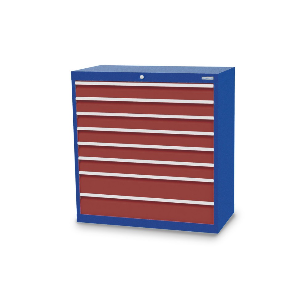 Immagine del prodotto: Bedrunka+Hirth Cassettiera professionale, cassetti 6x100 + 2x150 mm, AxLxP 1.019 x 980 x 500 mm, Blu genziana, Rosso rubino