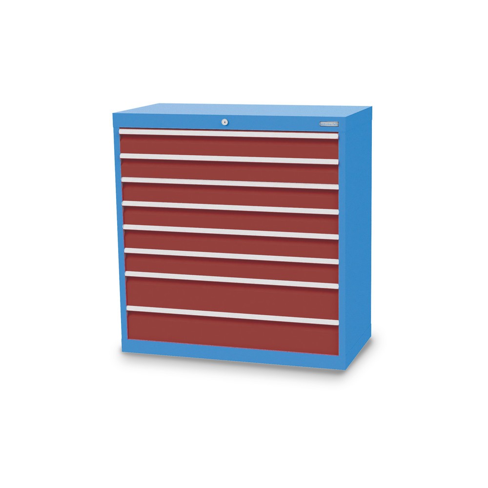 Bedrunka+Hirth Cassettiera professionale, cassetti 6x100 + 2x150 mm, AxLxP 1.019 x 980 x 500 mm, Blu luce, Rosso rubino Immagine del prodotto: Bedrunka+Hirth Cassettiera professionale, cassetti 6x100 + 2x150 mm, AxLxP 1.019 x 980 x 500 mm, Blu luce, Rosso rubino