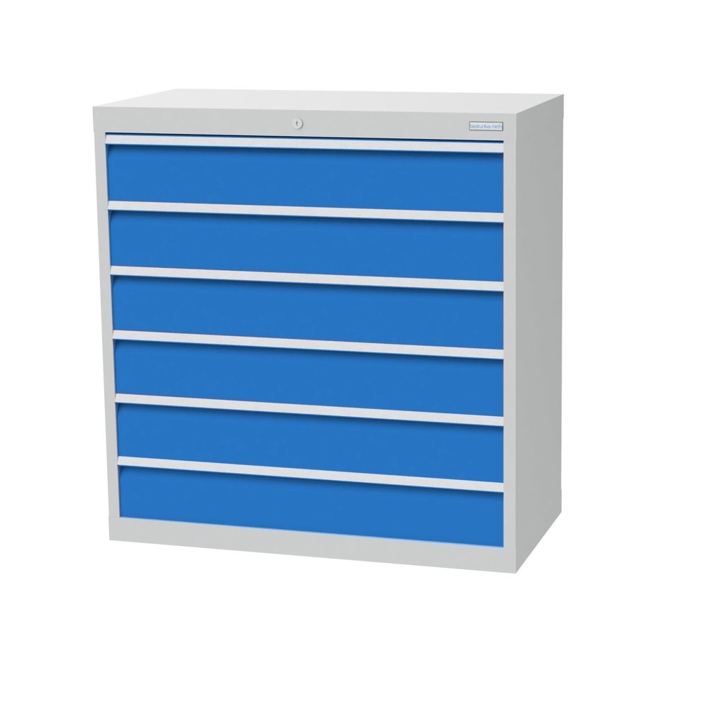 Bedrunka+Hirth Cassettiera professionale, cassetti 6x150 mm, AxLxP 1.019 x 980 x 500 mm, grigio chiaro, Blu luce Immagine del prodotto: Bedrunka+Hirth Cassettiera professionale, cassetti 6x150 mm, AxLxP 1.019 x 980 x 500 mm, grigio chiaro, Blu luce