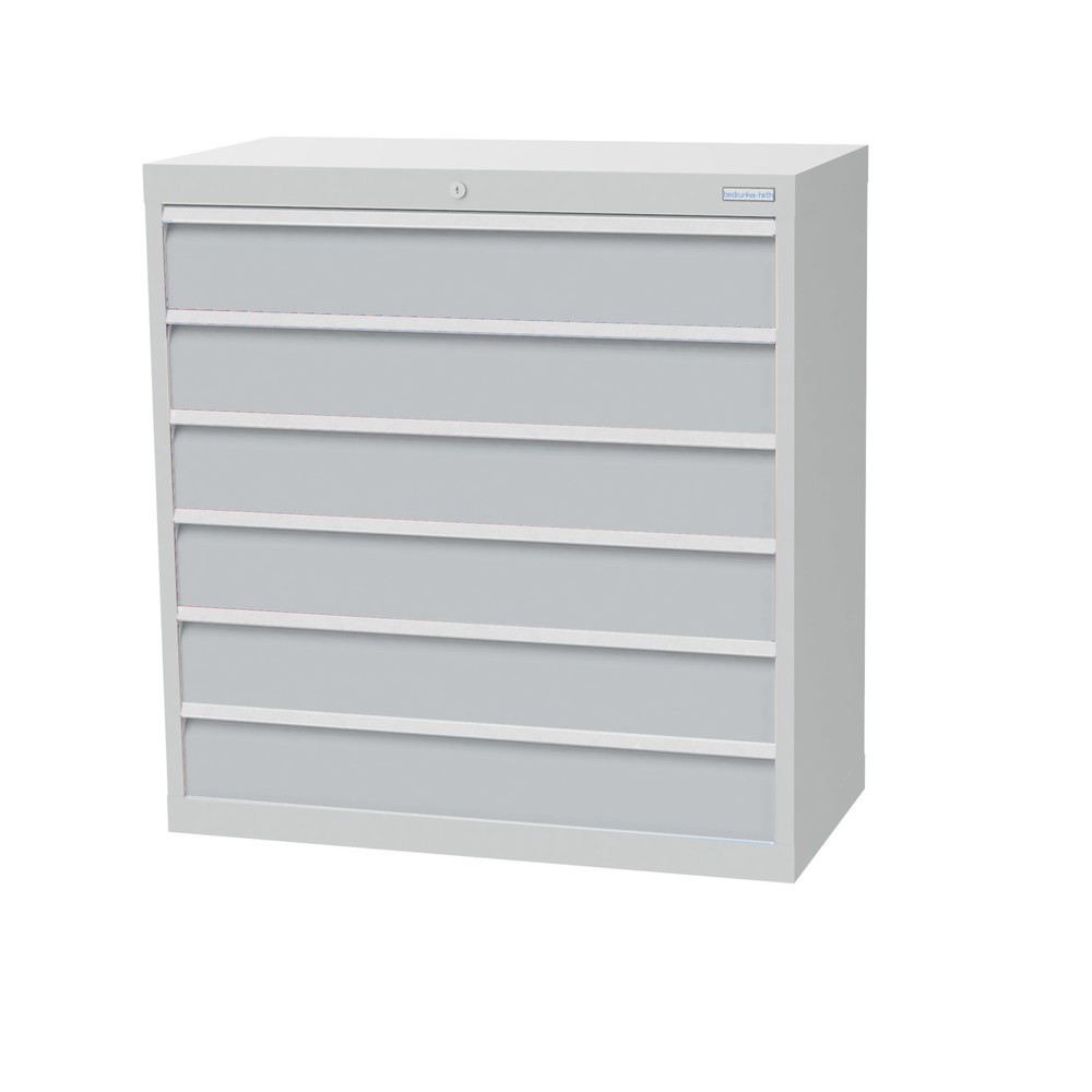 Immagine del prodotto: Bedrunka+Hirth Cassettiera professionale, cassetti 6x150 mm, AxLxP 1.019 x 980 x 500 mm, grigio chiaro, grigio chiaro