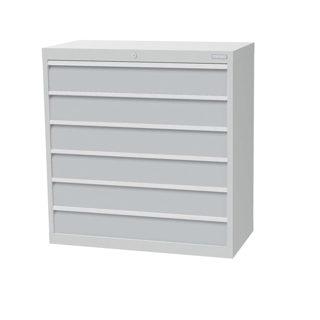 Immagine del prodotto: Bedrunka+Hirth Cassettiera professionale, cassetti 6x150 mm, AxLxP 1.019 x 980 x 500 mm, grigio chiaro, grigio chiaro