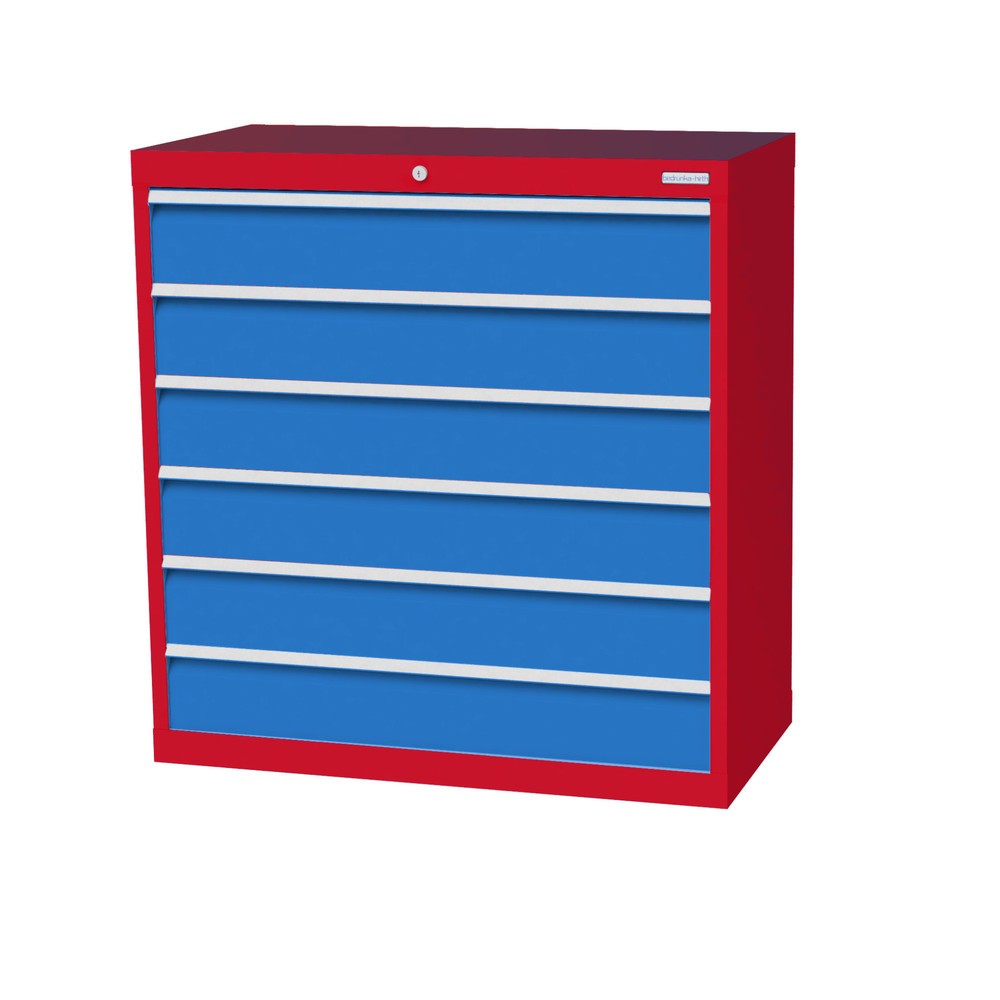Immagine del prodotto: Bedrunka+Hirth Cassettiera professionale, cassetti 6x150 mm, AxLxP 1.019 x 980 x 500 mm, Rosso traffico, Blu luce
