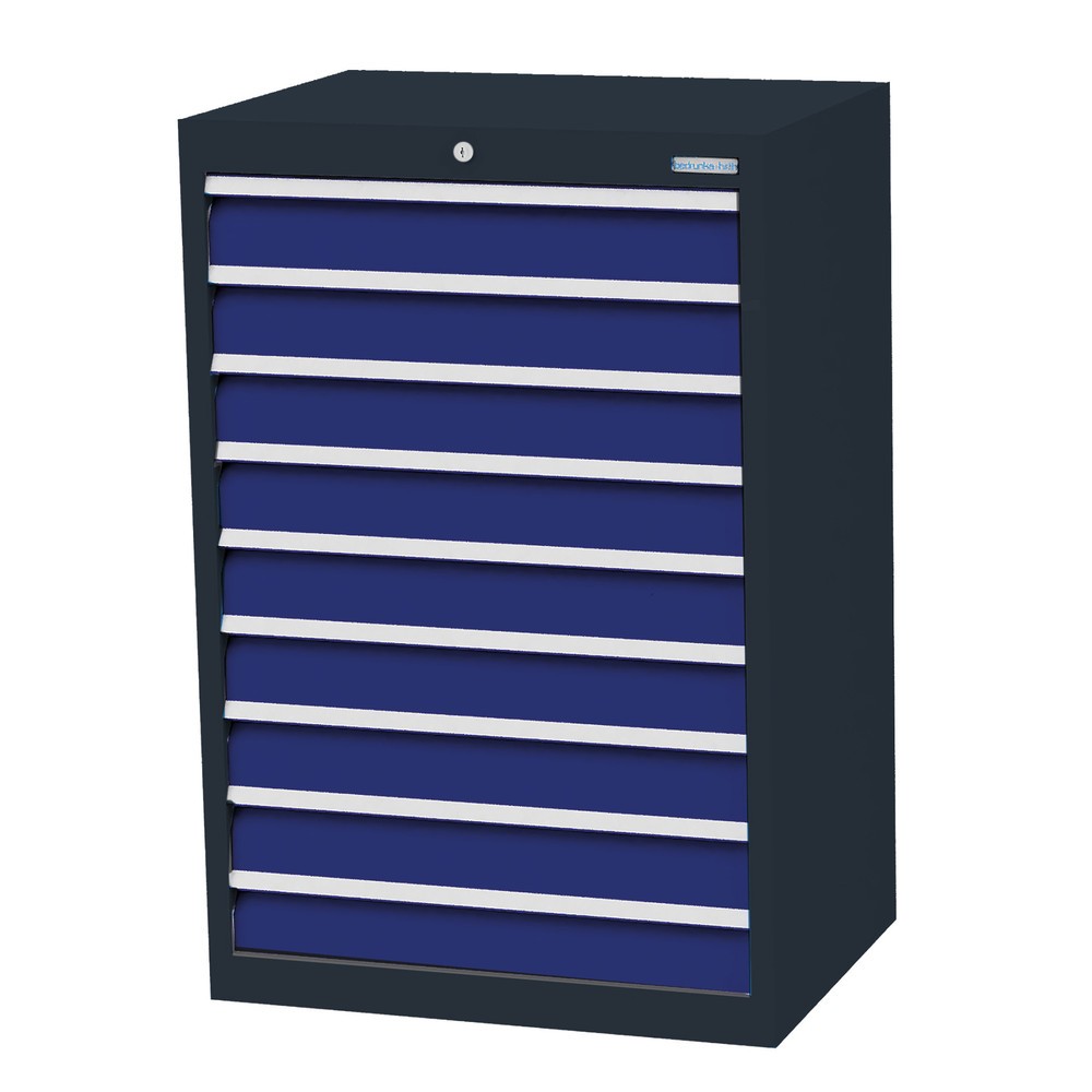 Immagine del prodotto n. 1: Bedrunka+Hirth Cassettiera professionale, cassetti 9x100 mm, AxLxP 1.019 x 680 x 500 mm, grigio antracite, Blu genziana