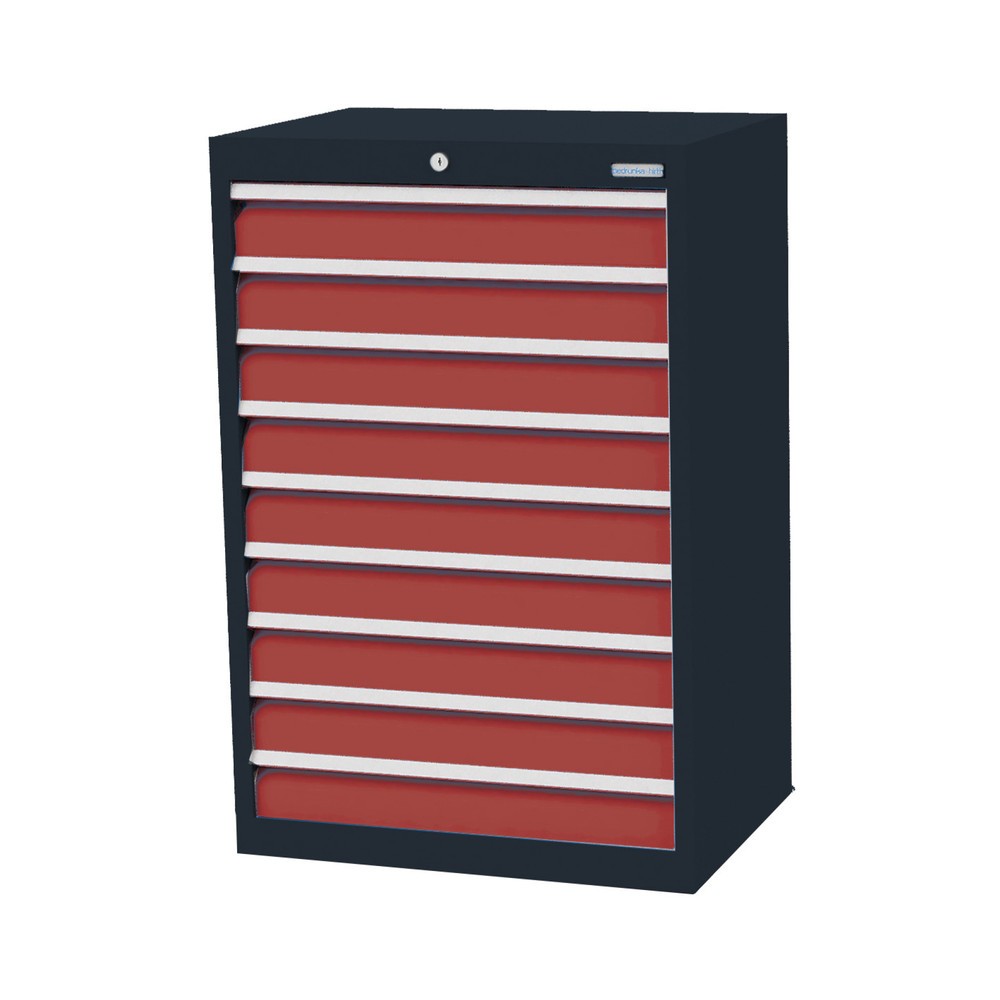 Immagine del prodotto n. 1: Bedrunka+Hirth Cassettiera professionale, cassetti 9x100 mm, AxLxP 1.019 x 680 x 500 mm, grigio antracite, Rosso rubino