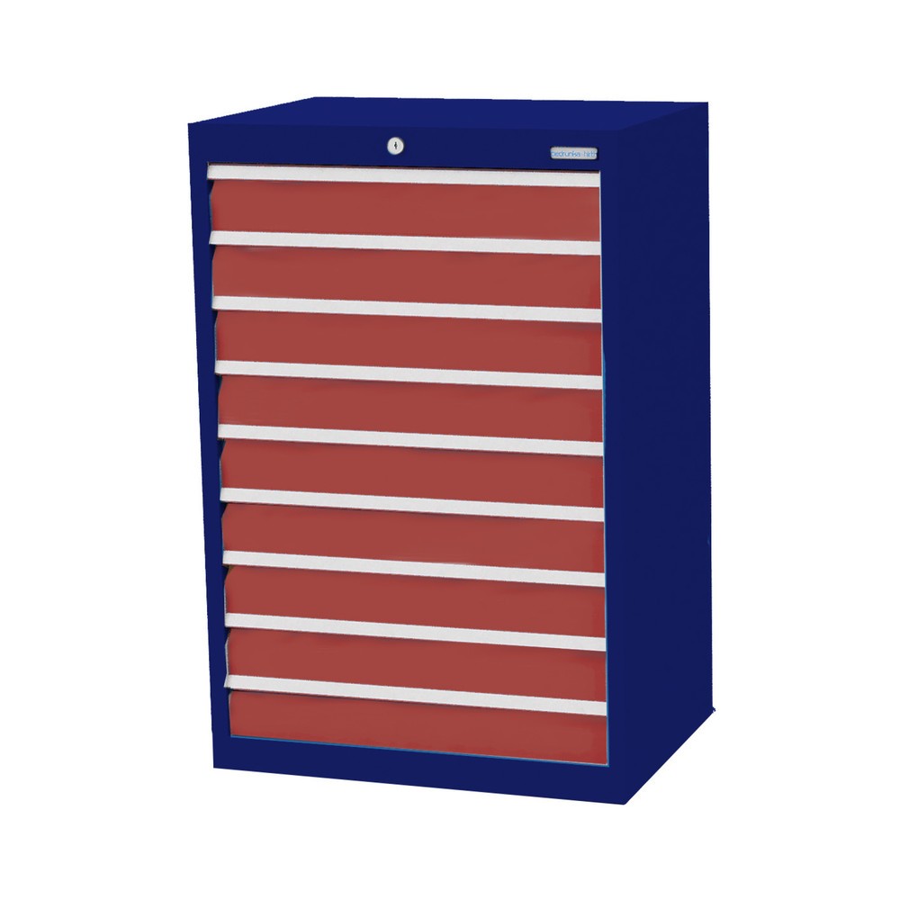 Immagine del prodotto n. 1: Bedrunka+Hirth Cassettiera professionale, cassetti 9x100 mm, AxLxP 1.019 x 680 x 500 mm, Blu genziana, Rosso rubino