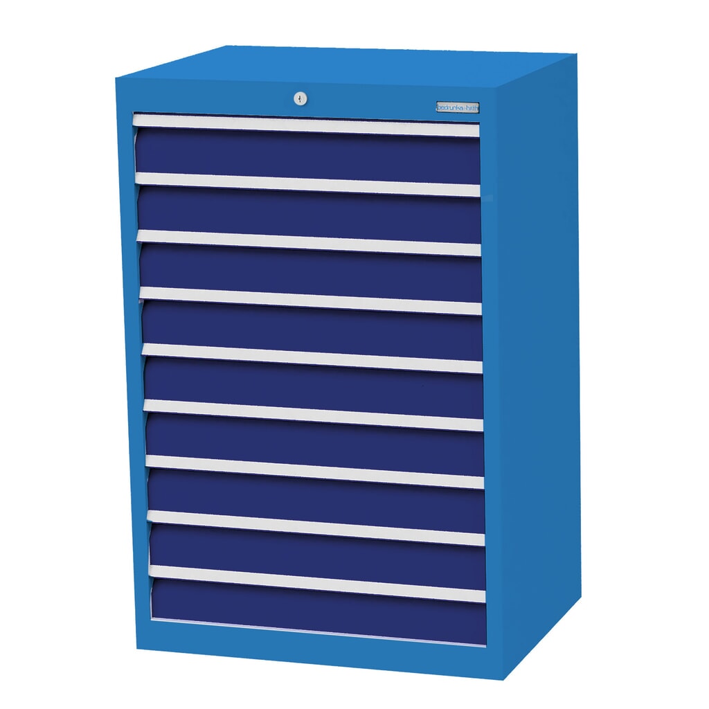 Bedrunka+Hirth Cassettiera professionale, cassetti 9x100 mm, AxLxP 1.019 x 680 x 500 mm, Blu luce, Blu genziana Immagine del prodotto: Bedrunka+Hirth Cassettiera professionale, cassetti 9x100 mm, AxLxP 1.019 x 680 x 500 mm, Blu luce, Blu genziana
