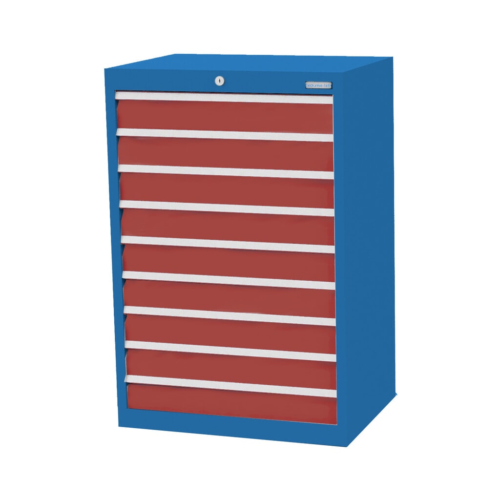 Bedrunka+Hirth Cassettiera professionale, cassetti 9x100 mm, AxLxP 1.019 x 680 x 500 mm, Blu luce, Rosso rubino Immagine del prodotto: Bedrunka+Hirth Cassettiera professionale, cassetti 9x100 mm, AxLxP 1.019 x 680 x 500 mm, Blu luce, Rosso rubino