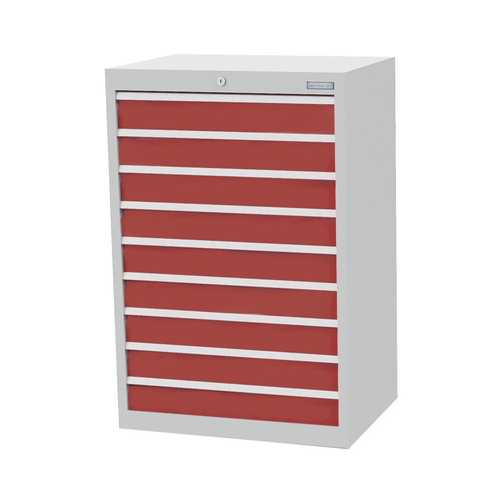 Immagine del prodotto n. 1: Bedrunka+Hirth Cassettiera professionale, cassetti 9x100 mm, AxLxP 1.019 x 680 x 500 mm, grigio chiaro, Rosso rubino