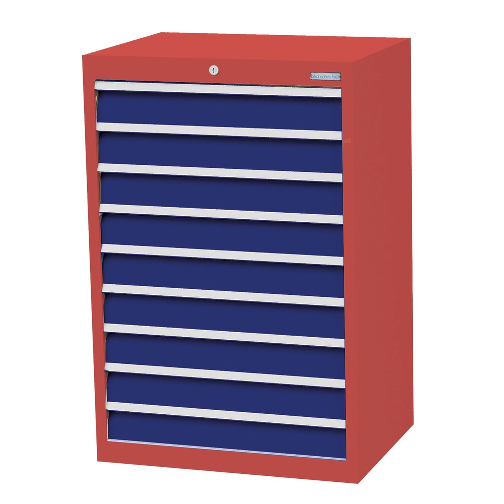 Immagine del prodotto n. 1: Bedrunka+Hirth Cassettiera professionale, cassetti 9x100 mm, AxLxP 1.019 x 680 x 500 mm, Rosso rubino, Blu genziana