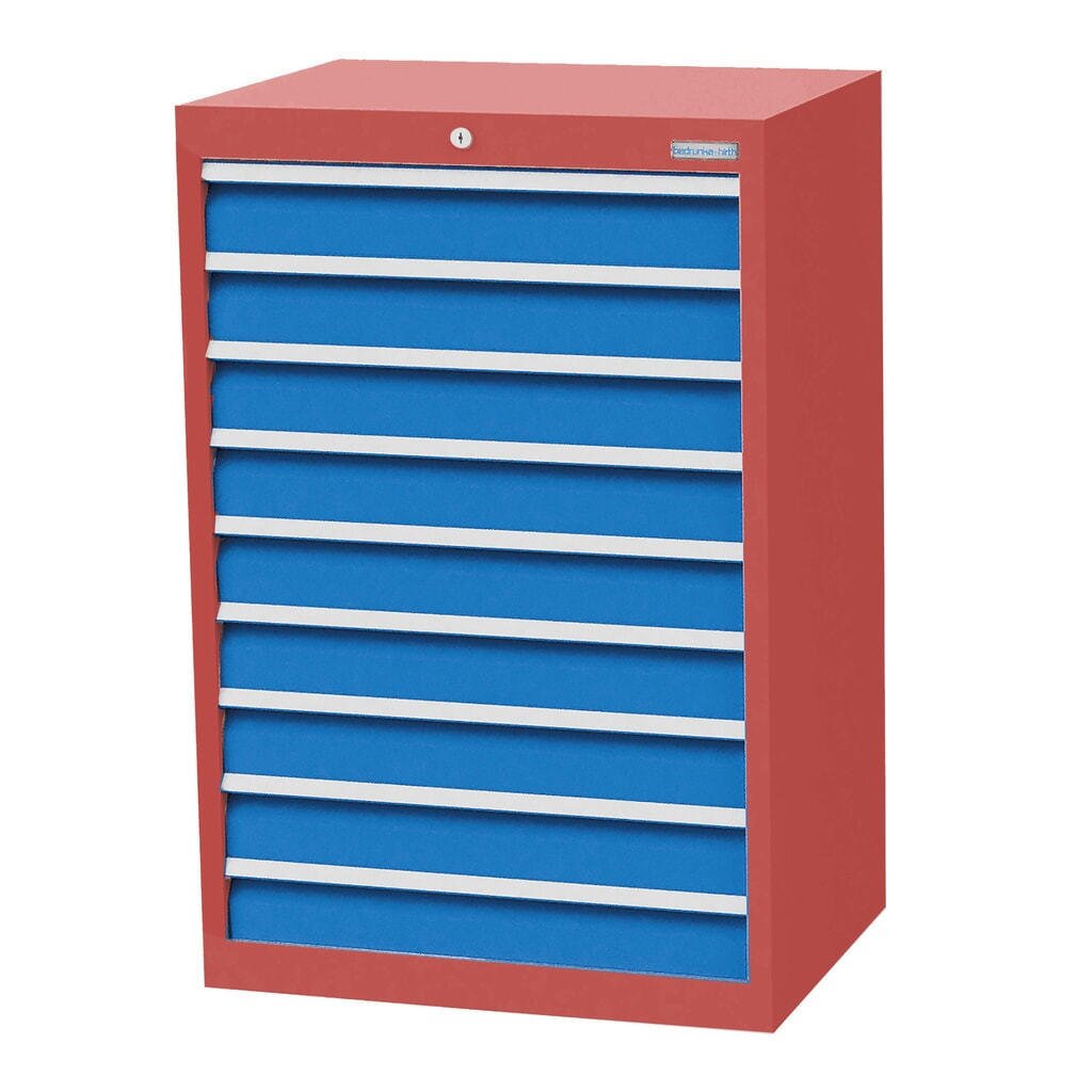Bedrunka+Hirth Cassettiera professionale, cassetti 9x100 mm, AxLxP 1.019 x 680 x 500 mm, Rosso rubino, Blu luce Immagine del prodotto: Bedrunka+Hirth Cassettiera professionale, cassetti 9x100 mm, AxLxP 1.019 x 680 x 500 mm, Rosso rubino, Blu luce