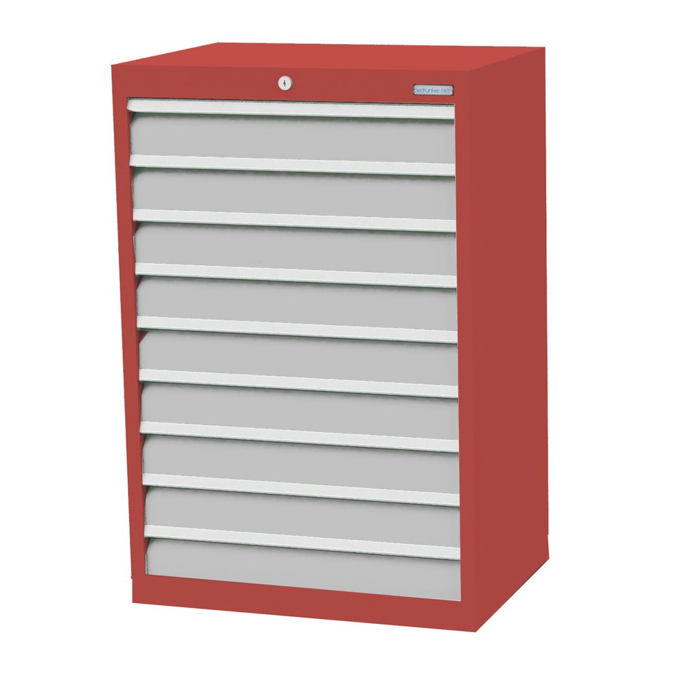 Immagine del prodotto n. 1: Bedrunka+Hirth Cassettiera professionale, cassetti 9x100 mm, AxLxP 1.019 x 680 x 500 mm, Rosso rubino, grigio chiaro